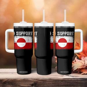 I Support Greenland Tumbler With Handle Grunge Flag TS10 Print Your Wear