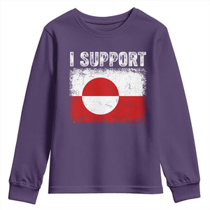 I Support Greenland Youth Sweatshirt Grunge Flag TS10 Purple Print Your Wear