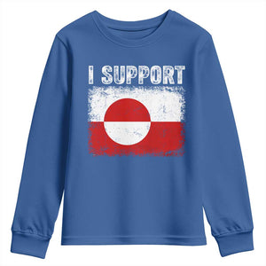 I Support Greenland Youth Sweatshirt Grunge Flag TS10 Royal Blue Print Your Wear