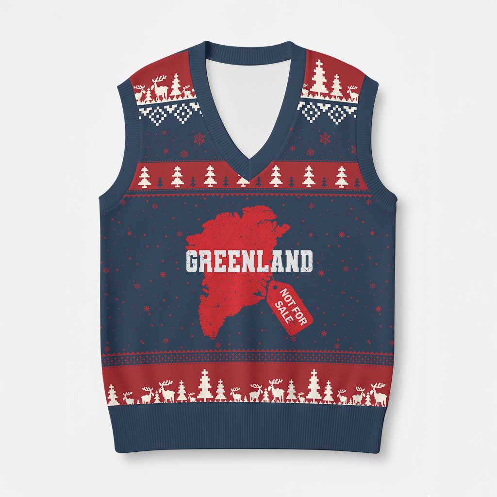 Greenland Not For Sale V-Neck Knit Sweater Vest Vintage Funny FDT Trump TS10 Navy Red Print Your Wear