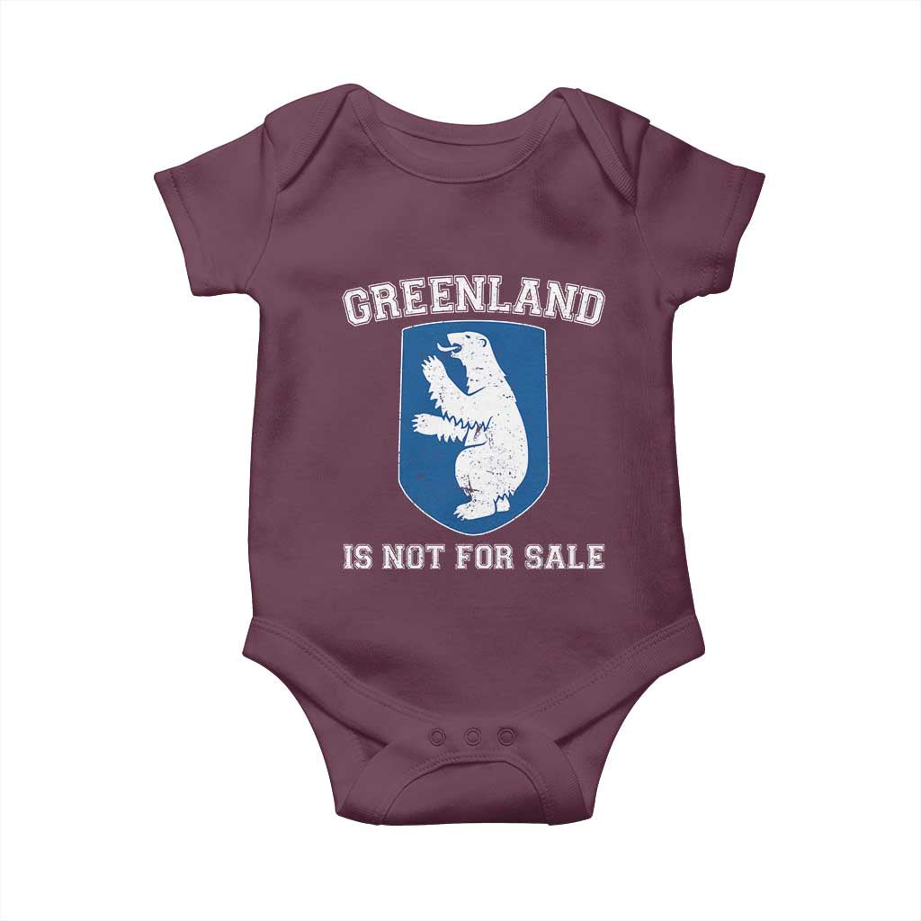 Greenland Is Not For Sale Baby Onesie Polar Bear Vintage Political Protest TS10 Maroon Print Your Wear
