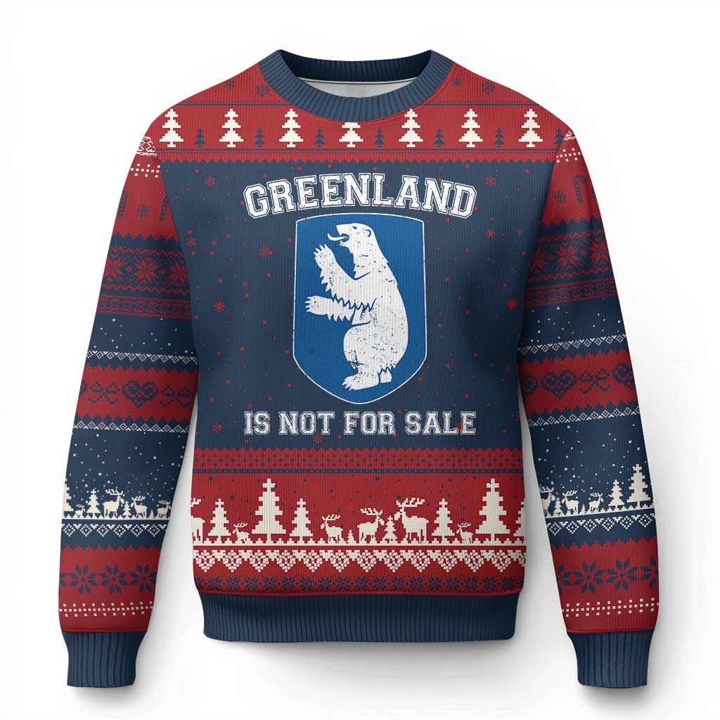 Greenland Is Not For Sale Ugly Christmas Sweater Polar Bear Vintage Political Protest TS10 Navy Red Print Your Wear