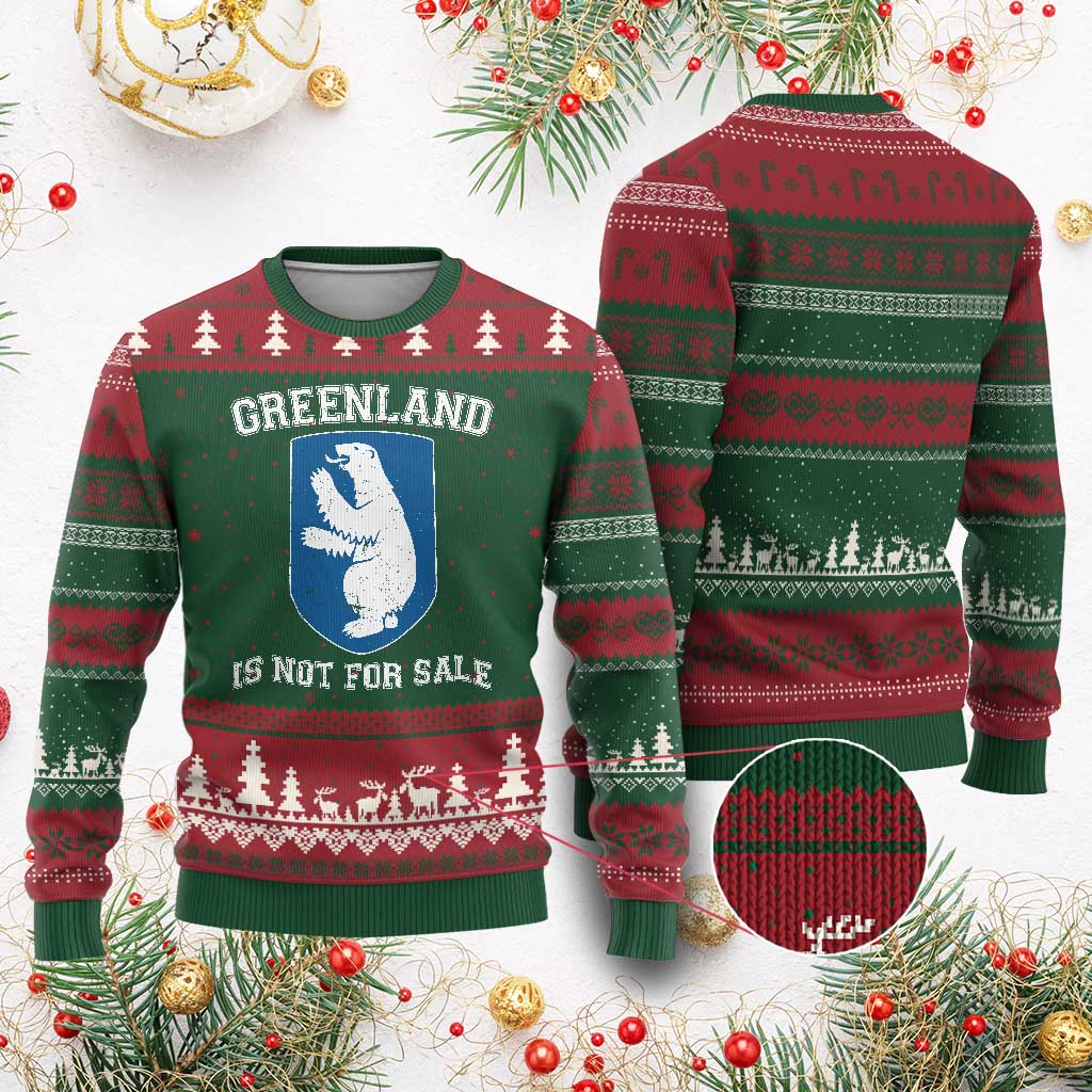 Greenland Is Not For Sale Ugly Christmas Sweater Polar Bear Vintage Political Protest TS10 Red Green Print Your Wear