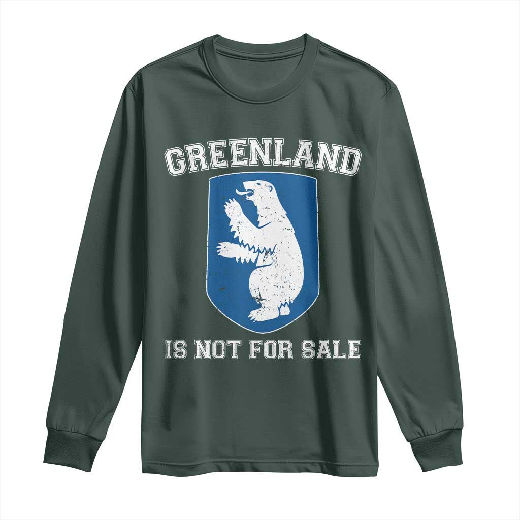 Greenland Is Not For Sale Long Sleeve Shirt Polar Bear Vintage Political Protest TS10 Dark Forest Green Print Your Wear