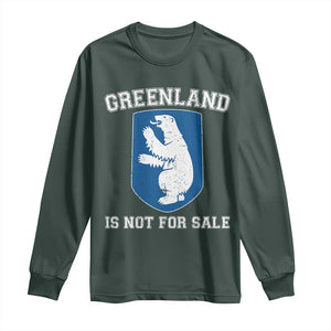 Greenland Is Not For Sale Long Sleeve Shirt Polar Bear Vintage Political Protest TS10 Dark Forest Green Print Your Wear