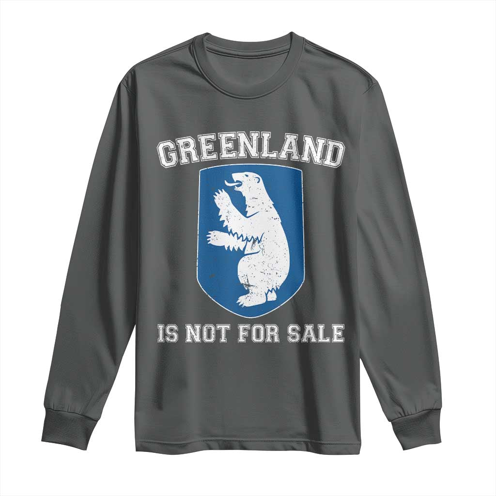 Greenland Is Not For Sale Long Sleeve Shirt Polar Bear Vintage Political Protest TS10 Dark Heather Print Your Wear