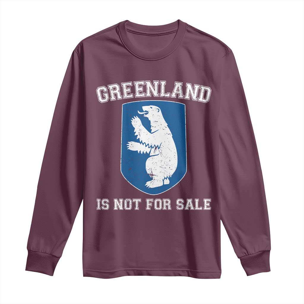 Greenland Is Not For Sale Long Sleeve Shirt Polar Bear Vintage Political Protest TS10 Maroon Print Your Wear