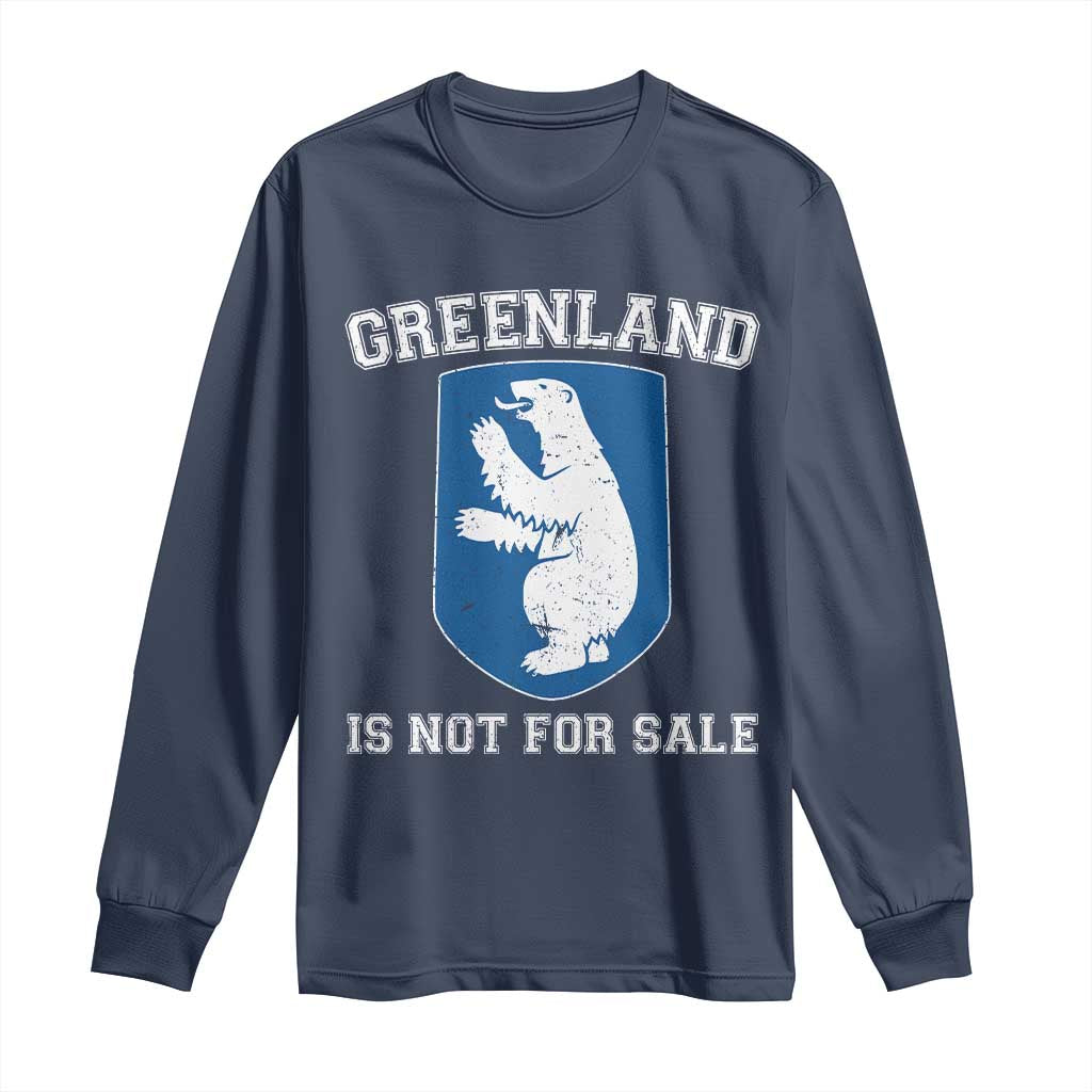 Greenland Is Not For Sale Long Sleeve Shirt Polar Bear Vintage Political Protest TS10 Navy Print Your Wear