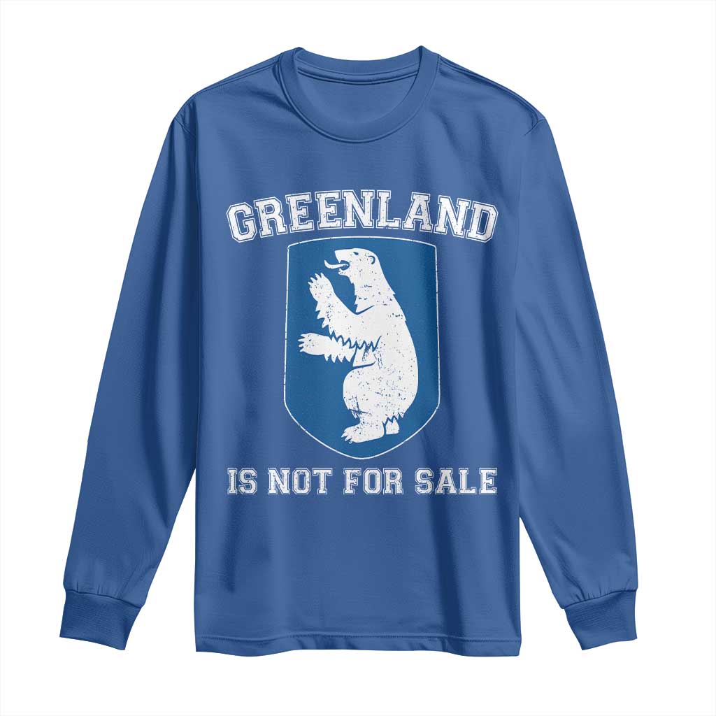 Greenland Is Not For Sale Long Sleeve Shirt Polar Bear Vintage Political Protest TS10 Royal Blue Print Your Wear
