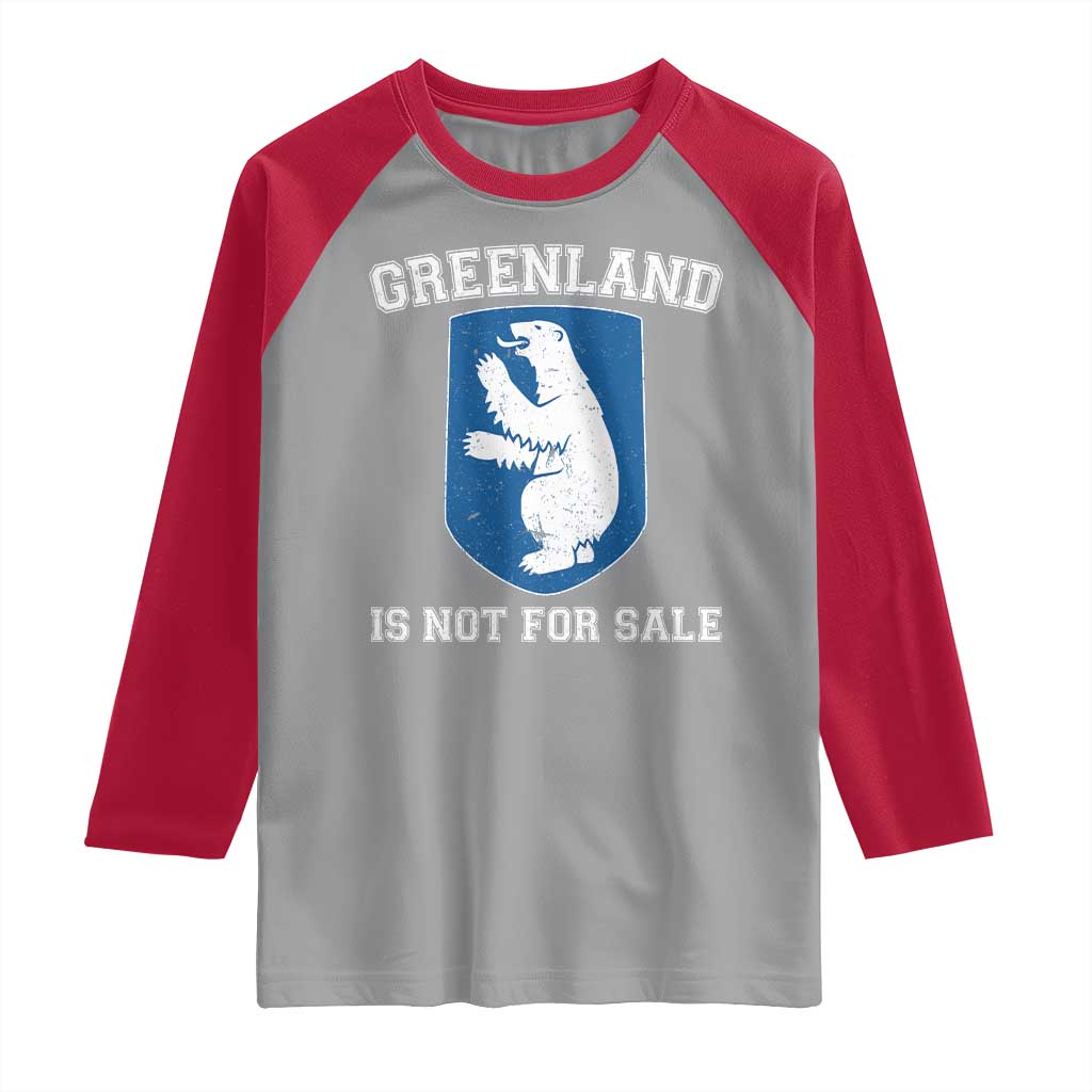 Greenland Is Not For Sale Raglan Shirt Polar Bear Vintage Political Protest TS10 Sport Gray Red Print Your Wear