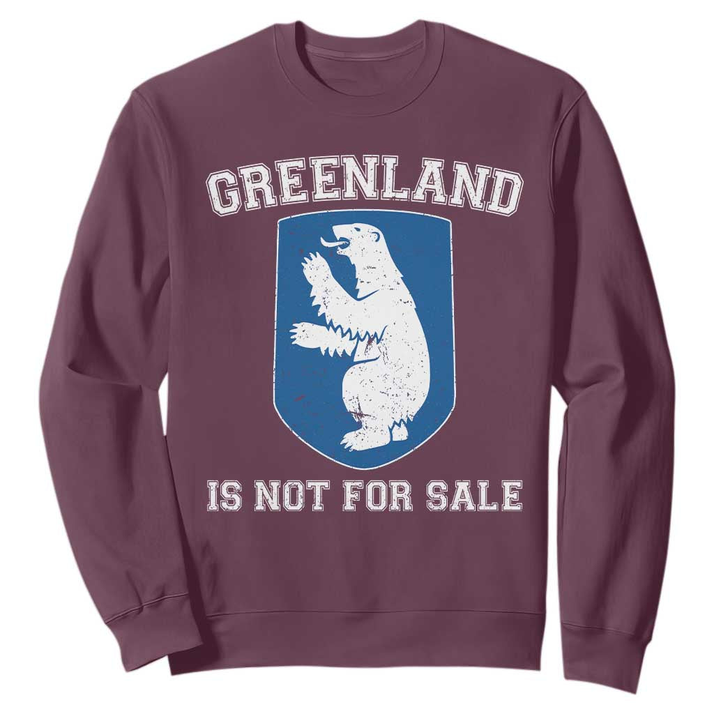 Greenland Is Not For Sale Sweatshirt Polar Bear Vintage Political Protest TS10 Maroon Print Your Wear