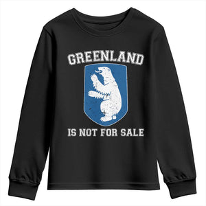 Greenland Is Not For Sale Youth Sweatshirt Polar Bear Vintage Political Protest TS10 Black Print Your Wear