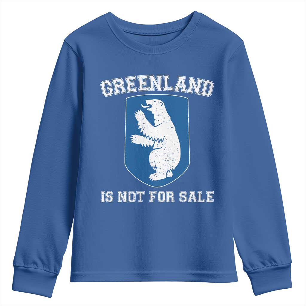 Greenland Is Not For Sale Youth Sweatshirt Polar Bear Vintage Political Protest TS10 Royal Blue Print Your Wear