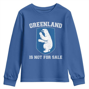 Greenland Is Not For Sale Youth Sweatshirt Polar Bear Vintage Political Protest TS10 Royal Blue Print Your Wear