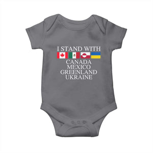 I Stand With Canada Mexico Greenland Ukraine Baby Onesie Solidarity Flags Political Statement TS10 Charcoal Print Your Wear