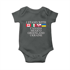 I Stand With Canada Mexico Greenland Ukraine Baby Onesie Solidarity Flags Political Statement TS10 Dark Heather Print Your Wear