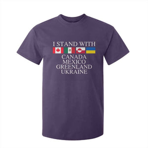 I Stand With Canada Mexico Greenland Ukraine T Shirt For Kid Solidarity Flags Political Statement TS10 Purple Print Your Wear