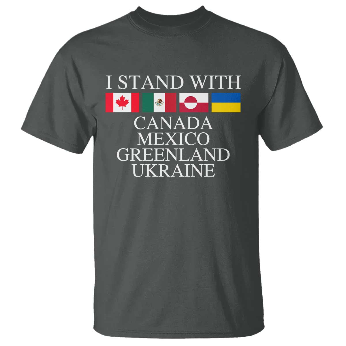 I Stand With Canada Mexico Greenland Ukraine T Shirt - Solidarity Flags Political Statement Tee TS10 Dark Heather Print Your Wear