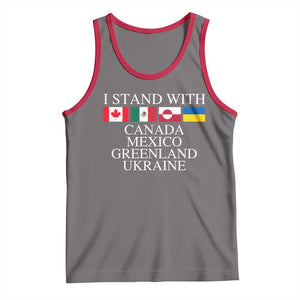 I Stand With Canada Mexico Greenland Ukraine Tank Top Solidarity Flags Political Statement TS10 Deep Heather Red Print Your Wear