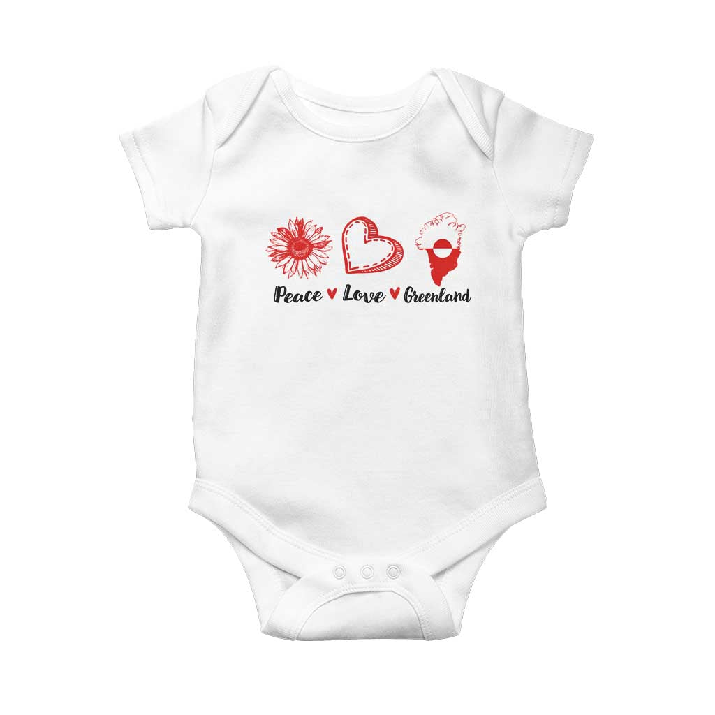 Peace Love Greenland Baby Onesie Sunflower Flag Stand With Greenland TS10 White Print Your Wear