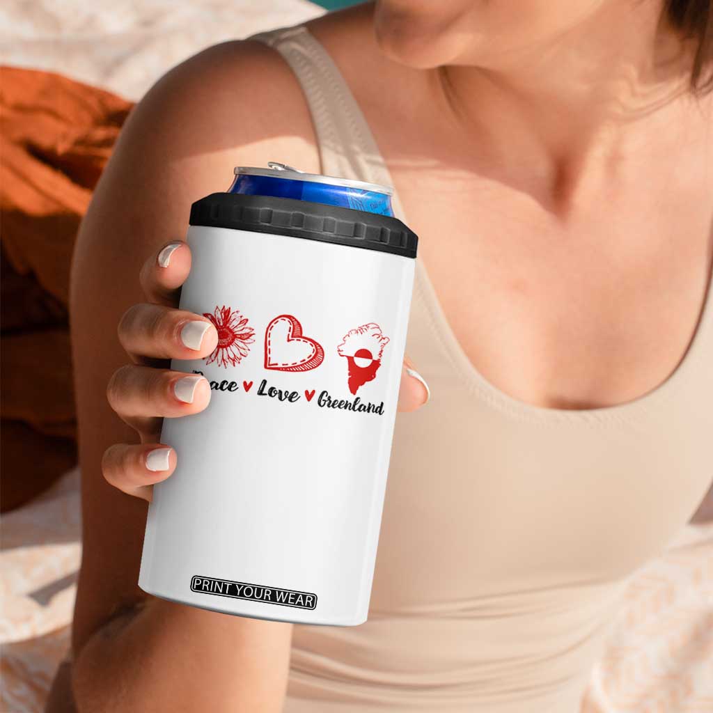 Peace Love Greenland 4 in 1 Can Cooler Tumbler Sunflower Flag Stand With Greenland TS10 Print Your Wear