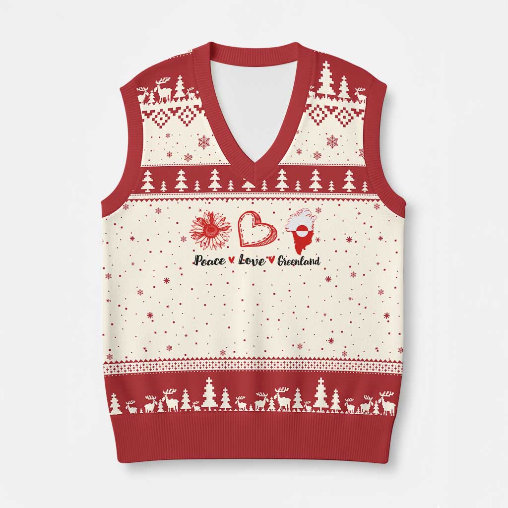 Peace Love Greenland V-Neck Knit Sweater Vest Sunflower Flag Stand With Greenland TS10 Beige Red Print Your Wear