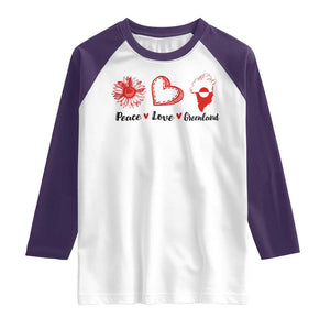 Peace Love Greenland Raglan Shirt Sunflower Flag Stand With Greenland TS10 White Purple Print Your Wear