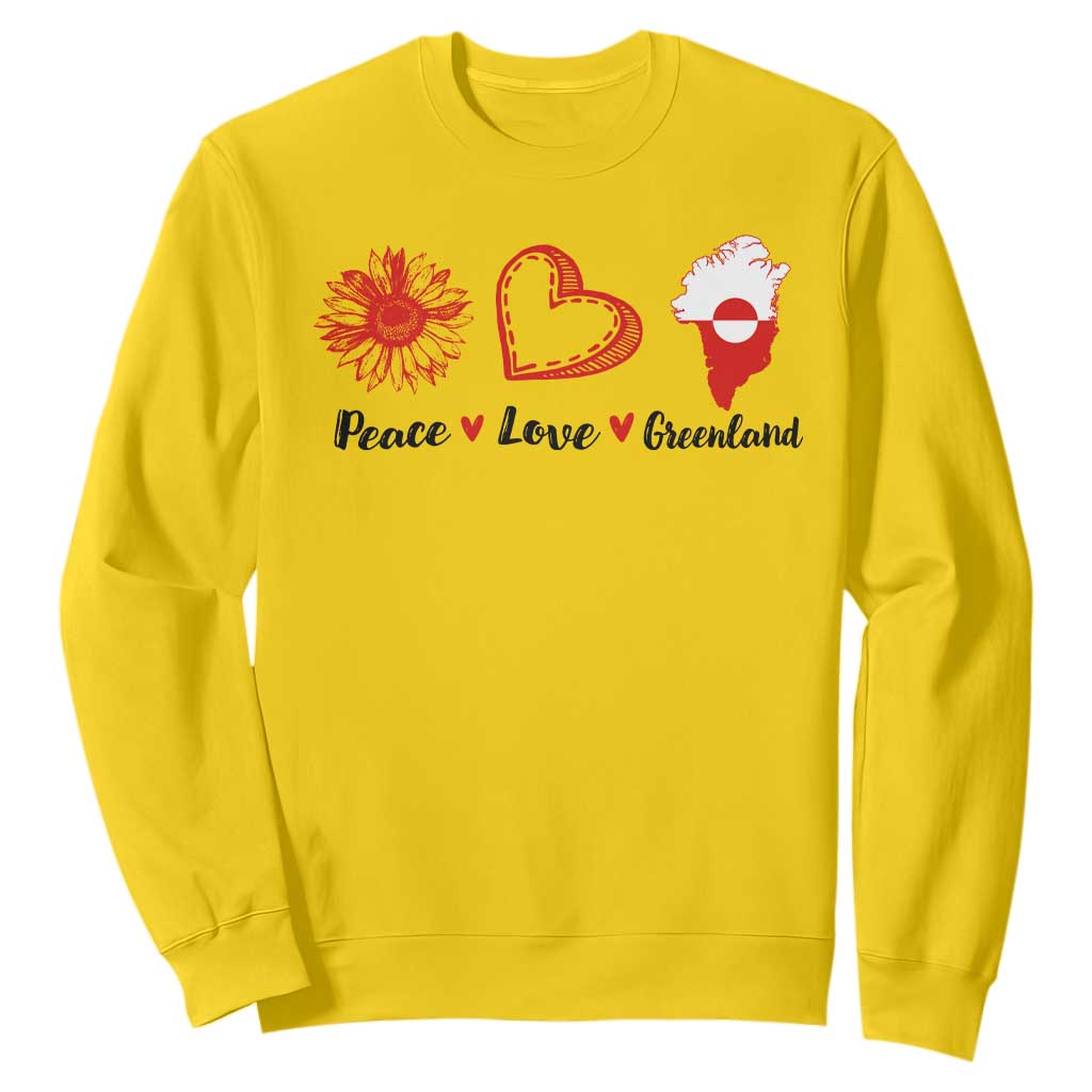 Peace Love Greenland Sweatshirt Sunflower Flag Stand With Greenland TS10 Daisy Print Your Wear