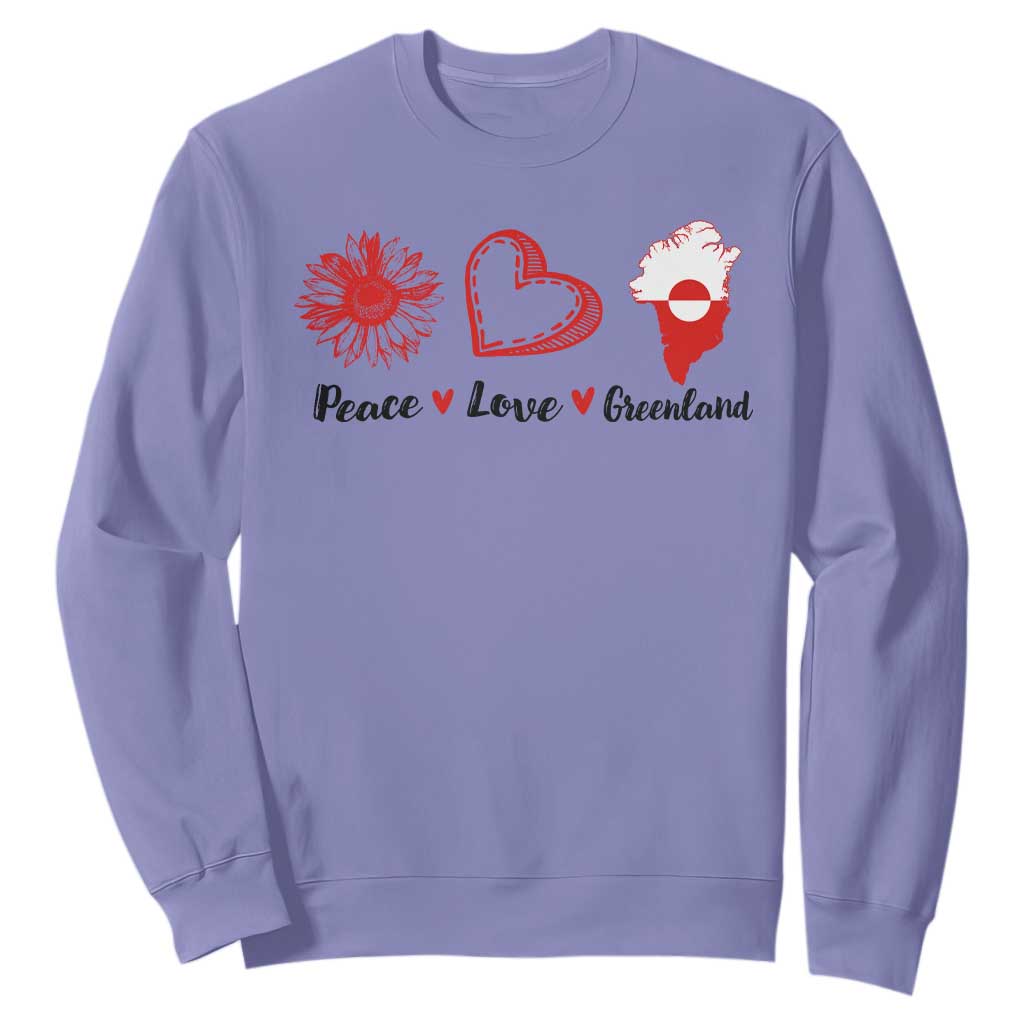 Peace Love Greenland Sweatshirt Sunflower Flag Stand With Greenland TS10 Violet Print Your Wear