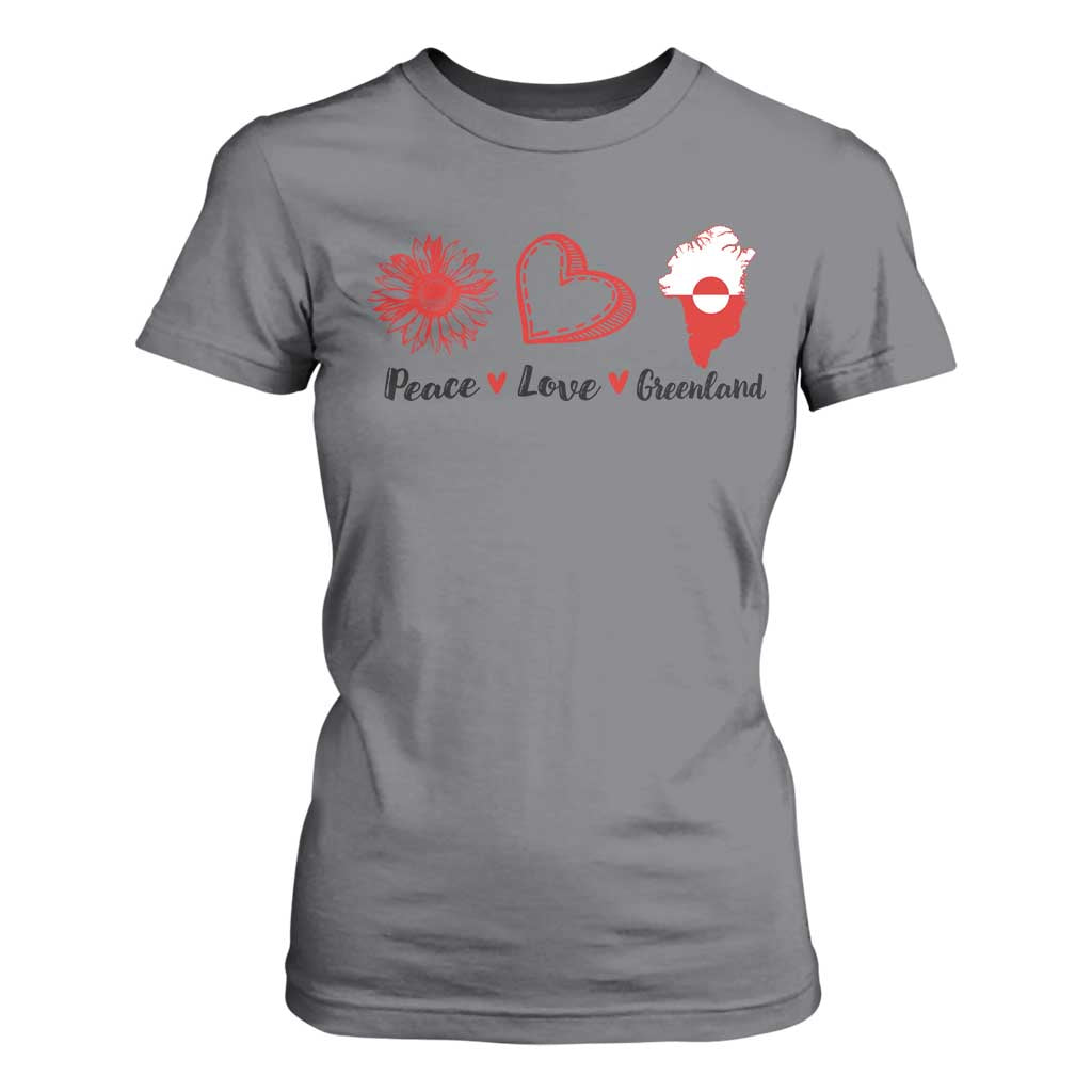 Peace Love Greenland T Shirt For Women Sunflower Flag Stand With Greenland TS10 Charcoal Print Your Wear