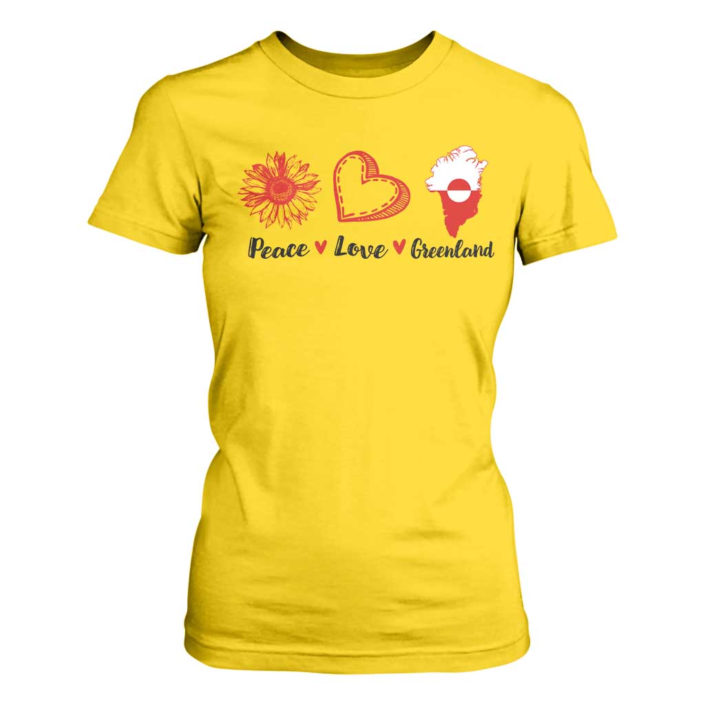 Peace Love Greenland T Shirt For Women Sunflower Flag Stand With Greenland TS10 Daisy Print Your Wear
