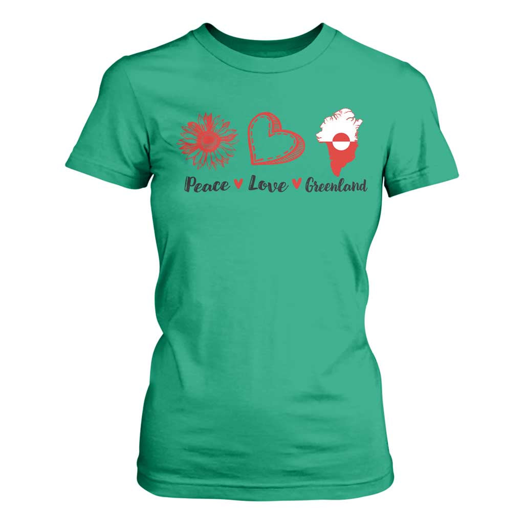 Peace Love Greenland T Shirt For Women Sunflower Flag Stand With Greenland TS10 Irish Green Print Your Wear
