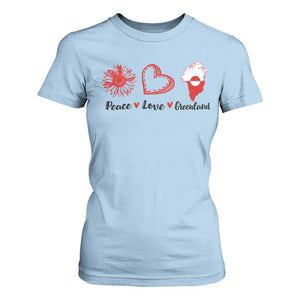 Peace Love Greenland T Shirt For Women Sunflower Flag Stand With Greenland TS10 Light Blue Print Your Wear
