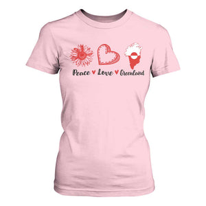 Peace Love Greenland T Shirt For Women Sunflower Flag Stand With Greenland TS10 Light Pink Print Your Wear