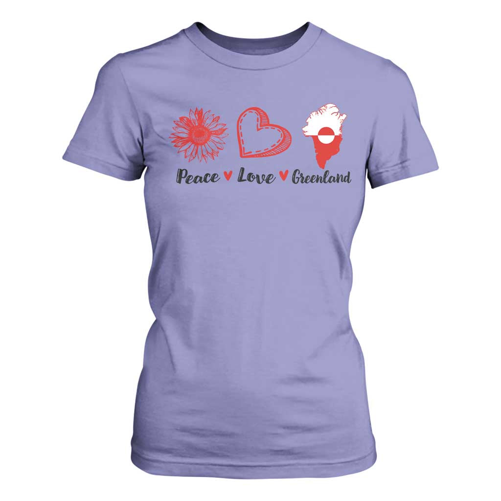 Peace Love Greenland T Shirt For Women Sunflower Flag Stand With Greenland TS10 Violet Print Your Wear