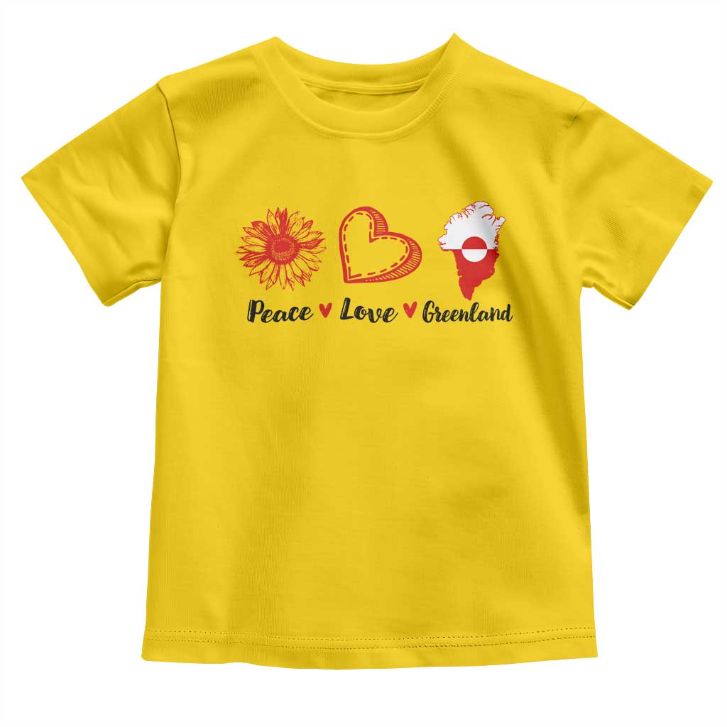 Peace Love Greenland Toddler T Shirt Sunflower Flag Stand With Greenland TS10 Daisy Print Your Wear