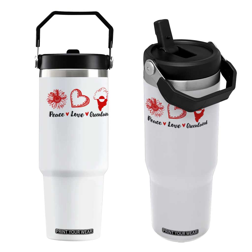 Peace Love Greenland Flip Straw Tumbler Sunflower Flag Stand With Greenland TS10 One Size: 30 oz White Print Your Wear