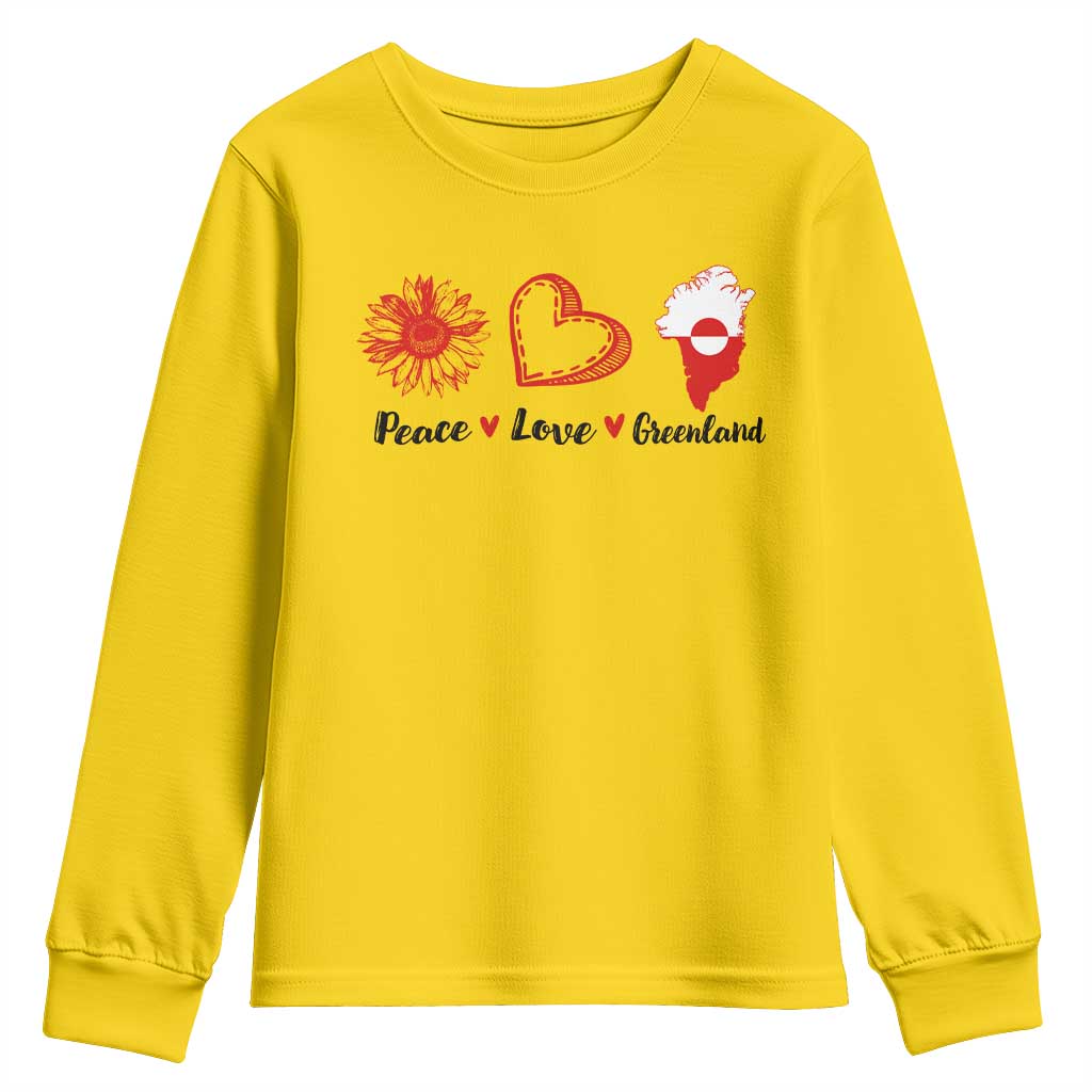 Peace Love Greenland Youth Sweatshirt Sunflower Flag Stand With Greenland TS10 Daisy Print Your Wear