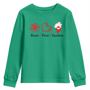 Peace Love Greenland Youth Sweatshirt Sunflower Flag Stand With Greenland TS10 Irish Green Print Your Wear