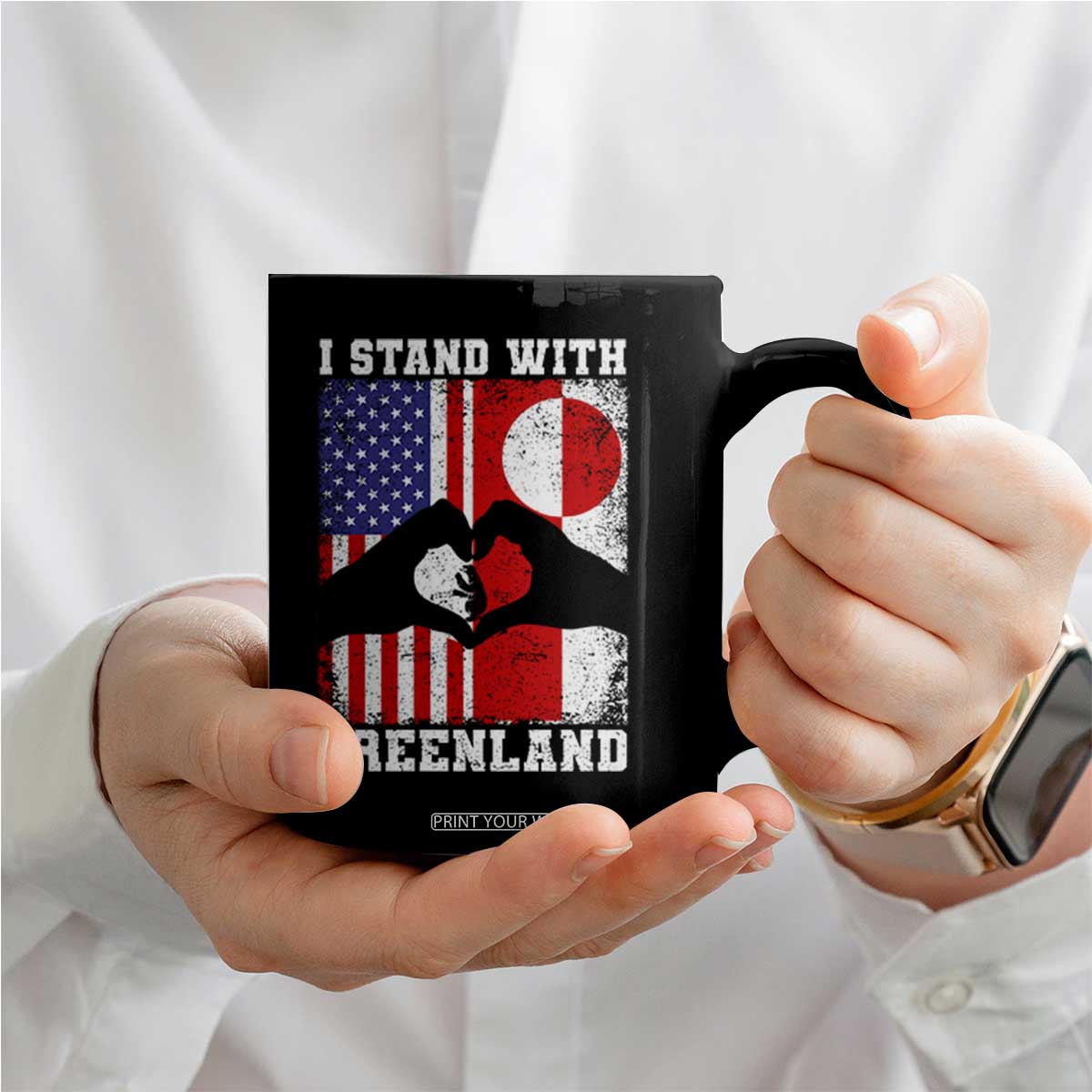 I Stand With Greenland Coffee Mug Greenlander US Flag Greenland American Usa America TS10 Print Your Wear
