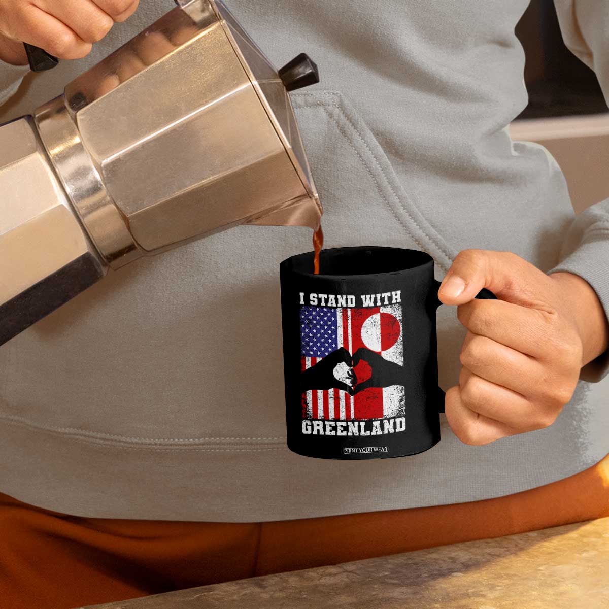 I Stand With Greenland Coffee Mug Greenlander US Flag Greenland American Usa America TS10 Print Your Wear