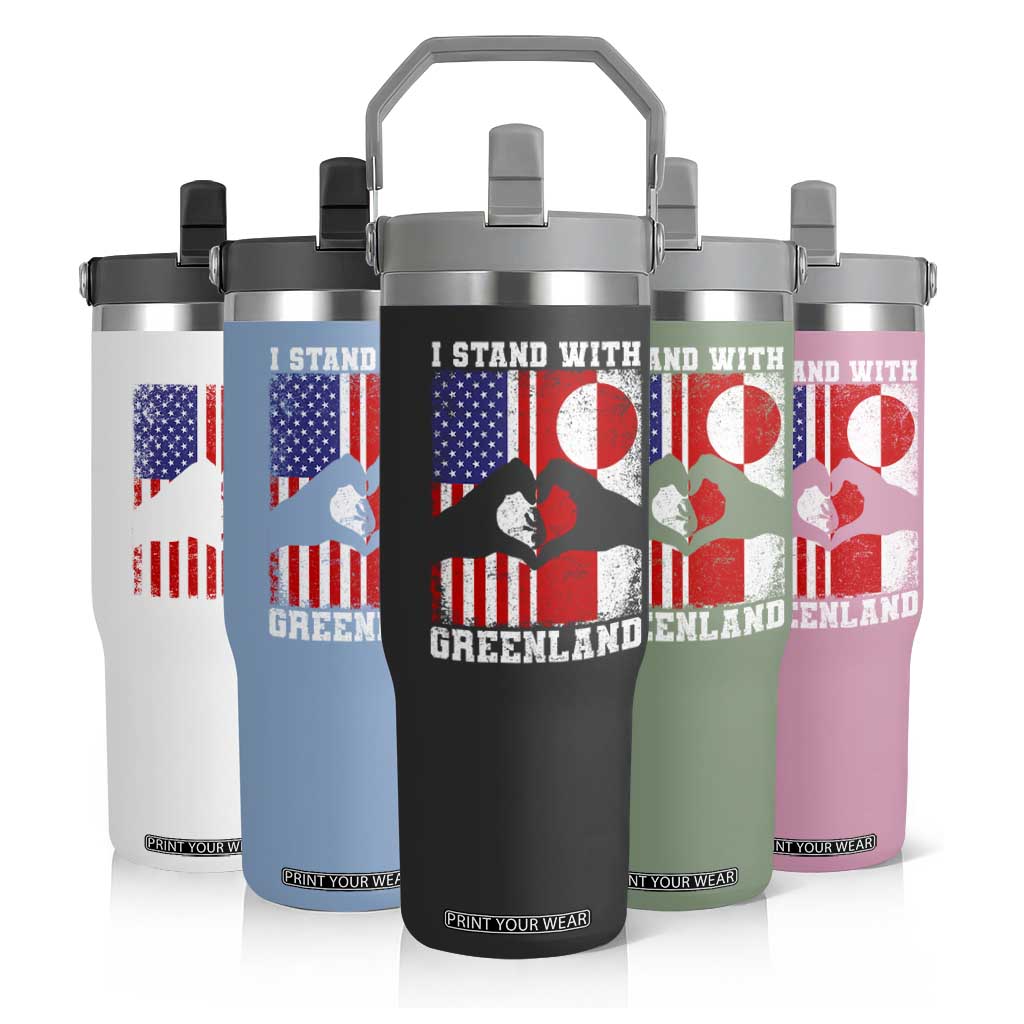 I Stand With Greenland Flip Straw Tumbler Greenlander US Flag Greenland American Usa America TS10 Print Your Wear