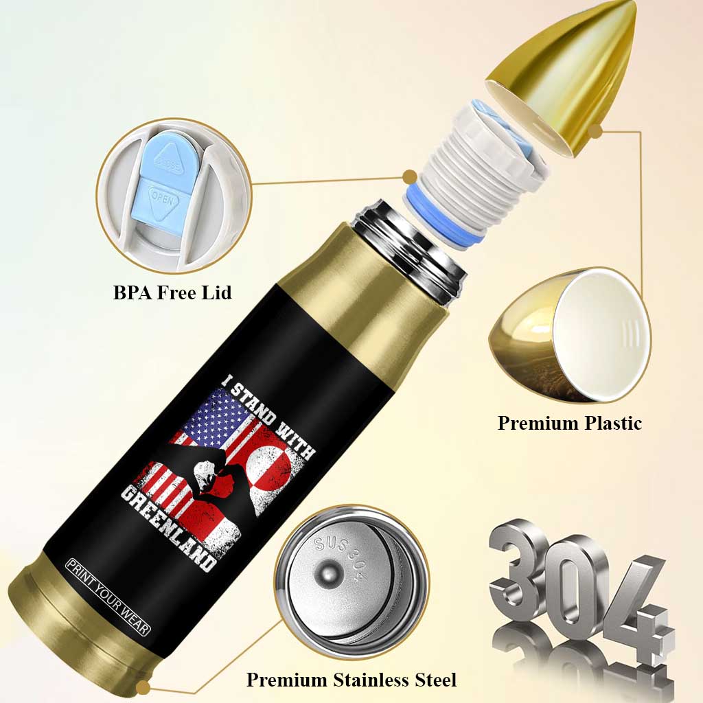 I Stand With Greenland Bullet Tumbler Greenlander US Flag Greenland American Usa America TS10 Print Your Wear
