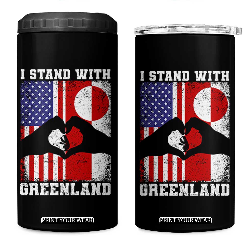 I Stand With Greenland 4 in 1 Can Cooler Tumbler Greenlander US Flag Greenland American Usa America TS10 One Size: 16 oz Black Print Your Wear