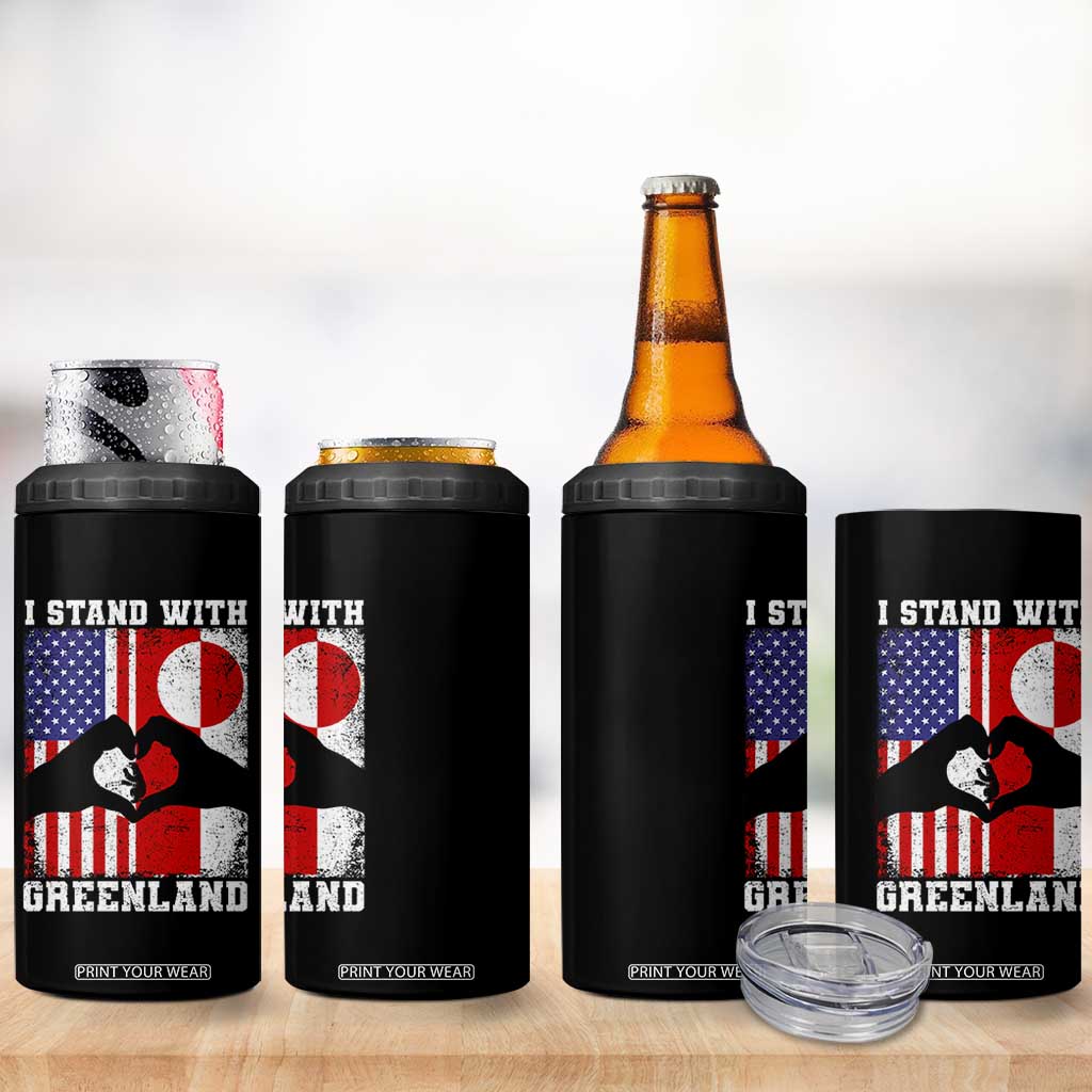 I Stand With Greenland 4 in 1 Can Cooler Tumbler Greenlander US Flag Greenland American Usa America TS10 Print Your Wear