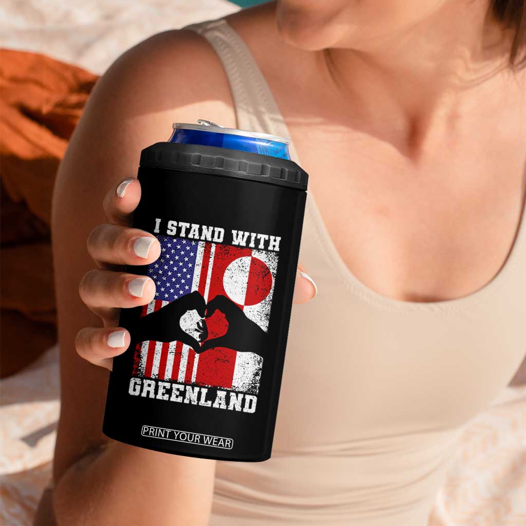 I Stand With Greenland 4 in 1 Can Cooler Tumbler Greenlander US Flag Greenland American Usa America TS10 Print Your Wear