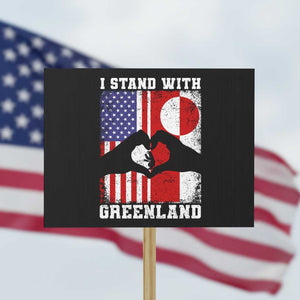 I Stand With Greenland Protest Sign Greenlander US Flag Greenland American Usa America TS10 Horizontal 18" × 24" Black Print Your Wear