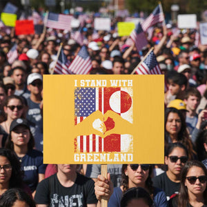 I Stand With Greenland Protest Sign Greenlander US Flag Greenland American Usa America TS10 Horizontal 18" × 24" Yellow Print Your Wear