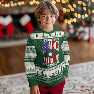 I Stand With Greenland Ugly Christmas Sweater Greenlander US Flag Greenland American Usa America TS10 Forest Green Beige Print Your Wear