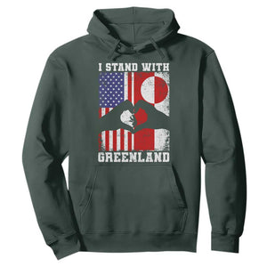 I Stand With Greenland Hoodie Greenlander US Flag Greenland American Usa America TS10 Dark Forest Green Print Your Wear